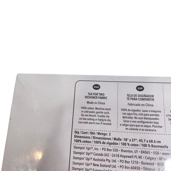 Stampin' Up! TEA FOR TWO Designer Fabric 3 Fat Quarters 18 x 27 NEW Sealed‎ - Picture 3 of 5